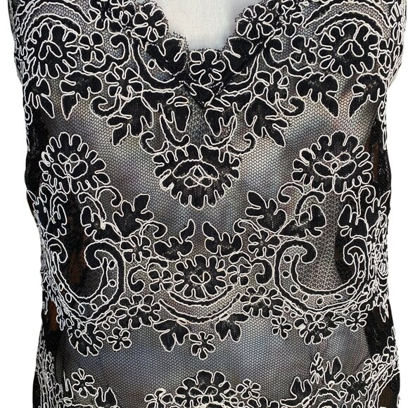 Babaton Aritzia Sheer Mesh Floral Lace Cami Tank Whimsigoth Dark Fairy Sexy Sz M - Picture 3 of 15